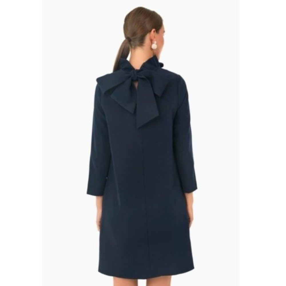 Tuckernuck | NEW Navy Daphne Bow High Neck Long Sleeve Mini Dress Size XL - Picture 3 of 11